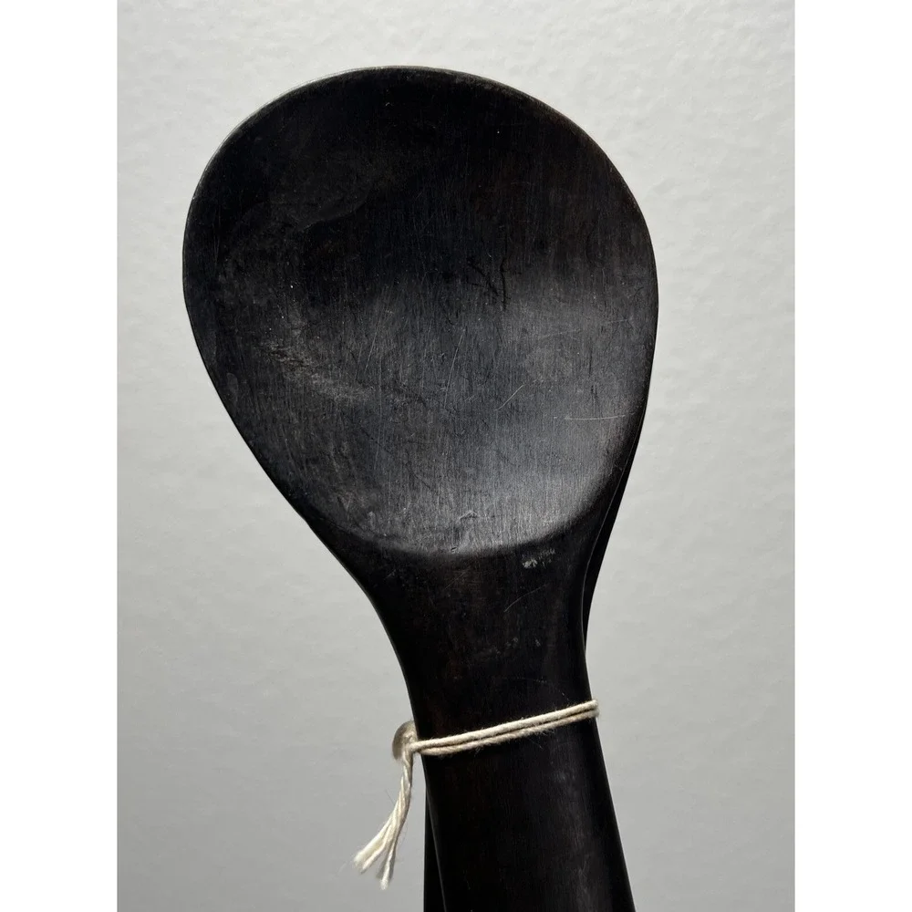 Hand‎ Carved Wooden Elephant Serving Salad Spoon & Fork 12